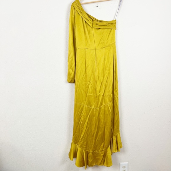 Flor et.al One Sleeve Gold High Low Gown Dress Size 2 - Picture 7 of 7